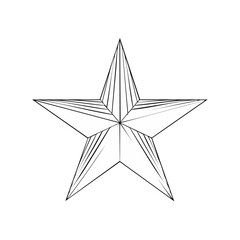 Obraz premium Abstract five-pointed star shape with linear perspective shading and outlines