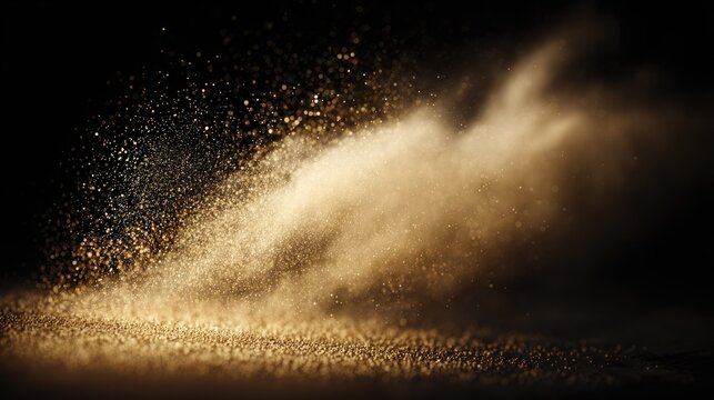 Abstract golden dust cloud explosion on black background vector illustration