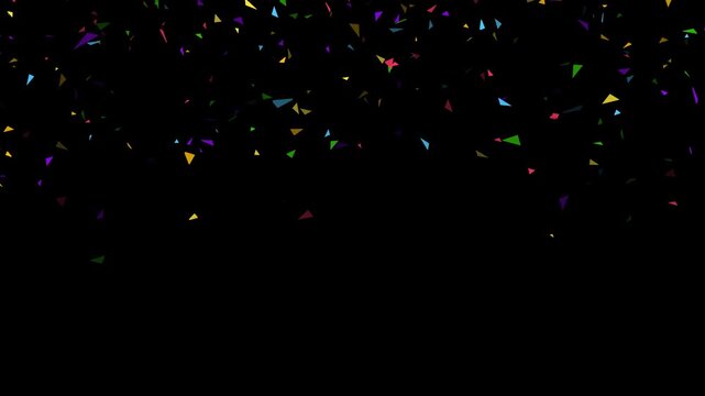 colorful confetti paper rain isolated alpha channel animation, birthday party and anniversary celebration overlay motion design element