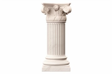 Obraz premium Classical marble doric column with fluted shaft on isolated white background