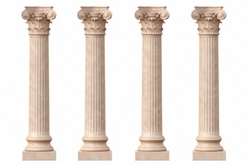 Fototapeta premium Four ancient architectural columns standing on basements, showing intricate details