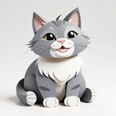 Fototapeta premium Peaceful Smiling Grey Cat Loaf Clip Art: Content & Friendly