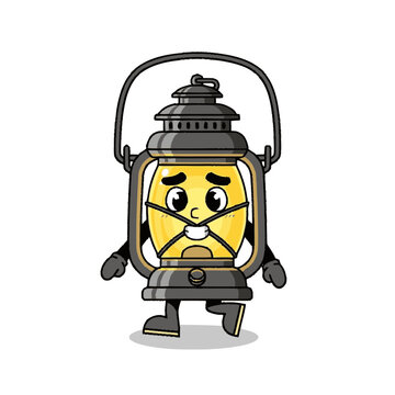 Cartoon lantern with angry face expression.
