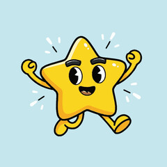 Fototapeta premium Cartoon star character with smiling face.