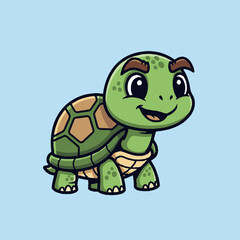 Obraz premium Smiling Cartoon Turtle Character Illustration.