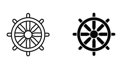 Comparison of two different ship steering wheel designs in black and white © MDMOSLEM