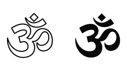 Naklejka premium Contrast of the om symbol in different line styles and colors