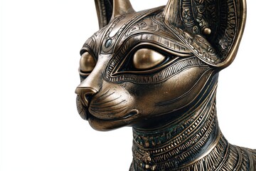 Obraz premium An antique statue of a feline deity, the embodiment of grace and mystery, details of the hieroglyphic carvings. 