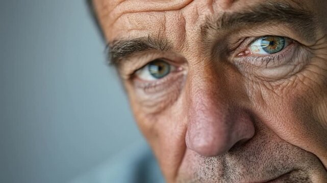 A visually striking portrayal of aging and experience. This video encapsulates the depth of human emotion through a close-up shot. Suitable for art and storytelling. AI
