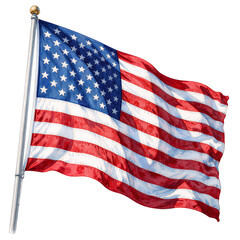 Obraz premium waving american flag on flagpole against a clear white sky.