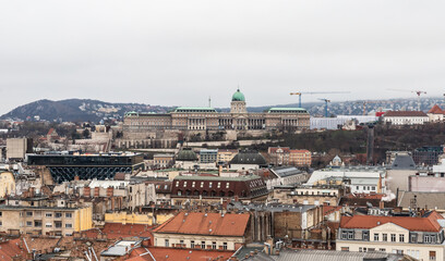 Obraz premium Beautiful view of Budapest from observation deck on dome of St Stephens Basilica in Budapest in the Hungary