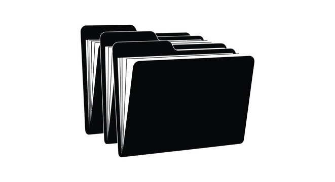 Silhouette of three stacked black notebooks with white pages