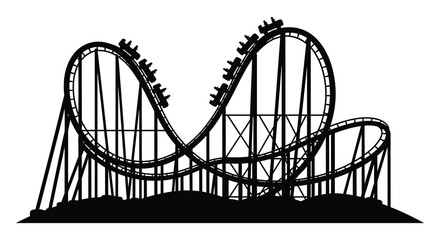 Silhouette of a roller coaster with loops and curves in a theme park © AvenLys20