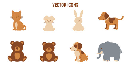 Obraz premium Cute cartoon animal icons set.