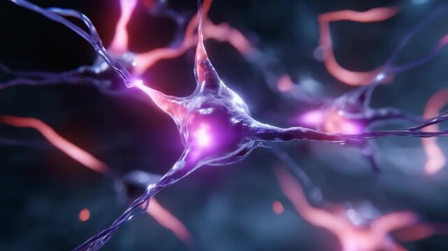 Captivating Visual of Neurons in Action, Showcasing the Intricate Connections and Dynamic Activities of Nerve Cells in a Stunningly Detailed 3D Render