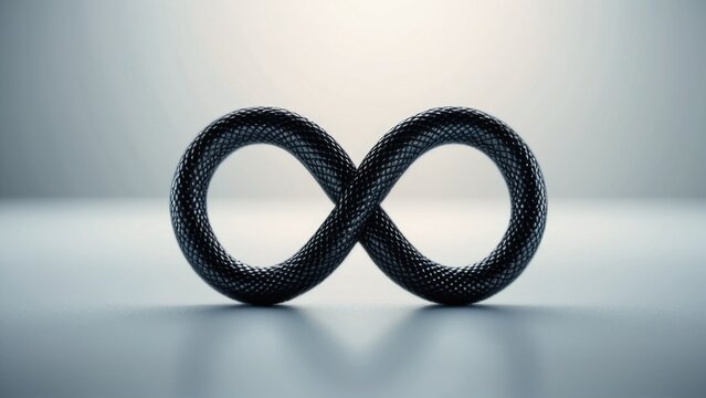 A black snake coiled into the shape of an infinity symbol