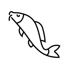 Naklejka premium Carp fish icon. Animals and freshwater fish line symbol. Black and white.