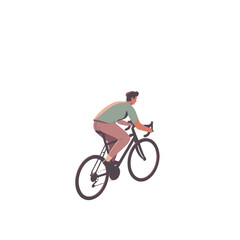 Obraz premium A man on a bicycle riding swiftly along a road.