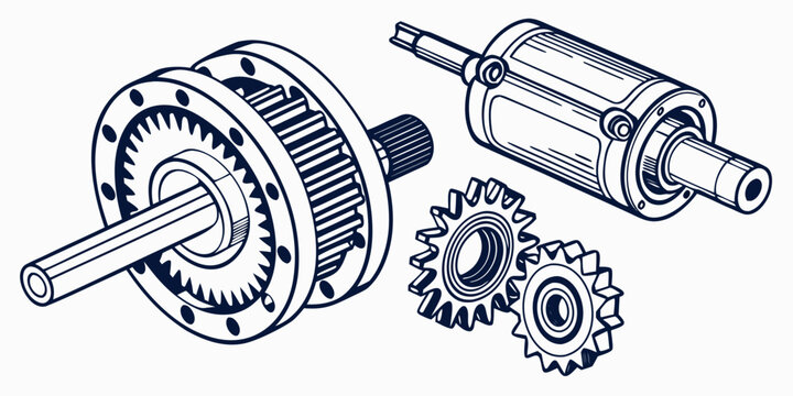 A detailed diagram of a mechanical gear system with various components.