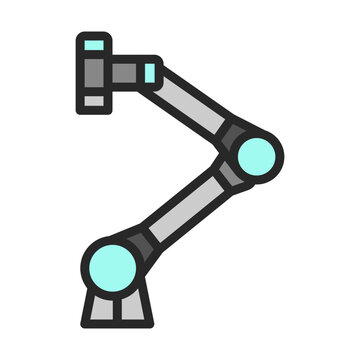 Collaborative Robot vector outline icon for industrial warehouse automation. AI manipulator sign. Spot illustration of automation cobot for factory.
