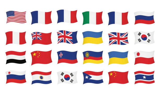 World Flags Vector Icon Set &ndash; National Wavy Flags for Websites & Apps