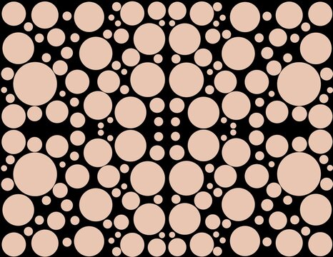 Abstract peach and black random circle dot pattern background.