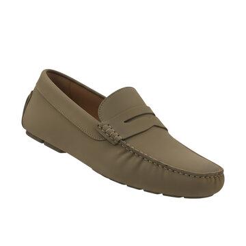 Tan loafer shoe isolated on transparent background