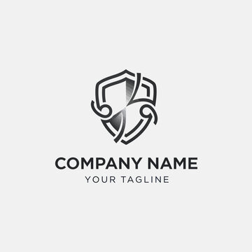 Abstract Shield Logo Design with Swirling Elements for Security Company.
