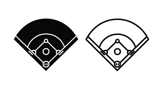 Baseball diamond illustration shown in two contrasting color schemes