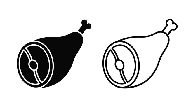 Two depictions of a pork ham hock one filled and one outlined