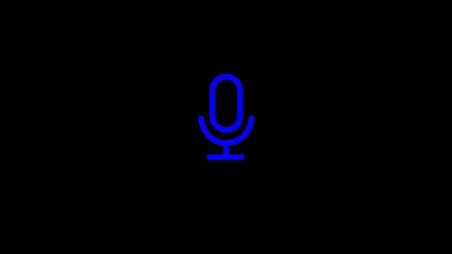 Voice recording and podcast mic microphone button icon animation. Audio microphone icon. Laud speaker sound icon animation, speaker volume sound animated. Motion graphics of sound icon concept