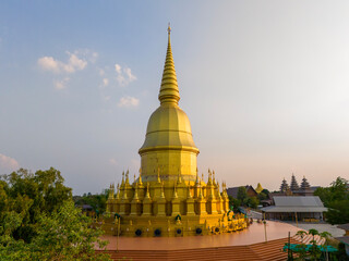 Golden Pagoda of Wat Pa Wang Nam Yen at Sunset, Thailand