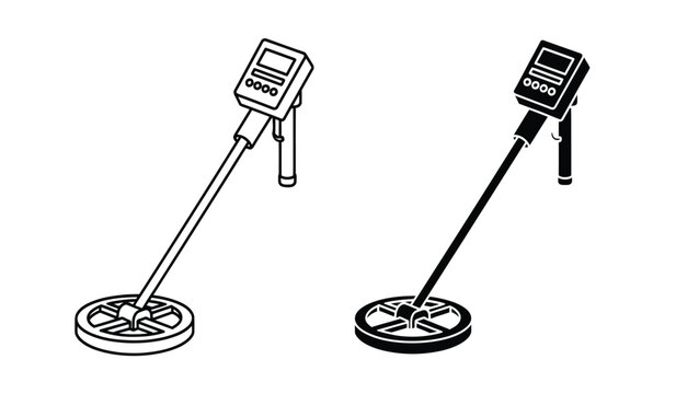 Silhouette of two metal detectors with distinct designs and features