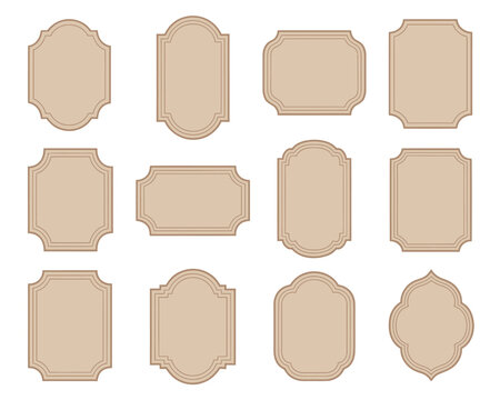 Twelve vintage style decorative frames in beige and brown