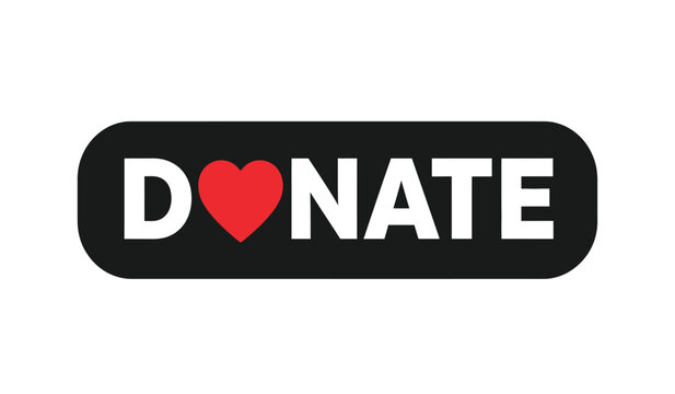 Donate logo with heart silhouette symbol on black background