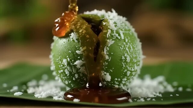 Modak dessert with coconut and syrup.