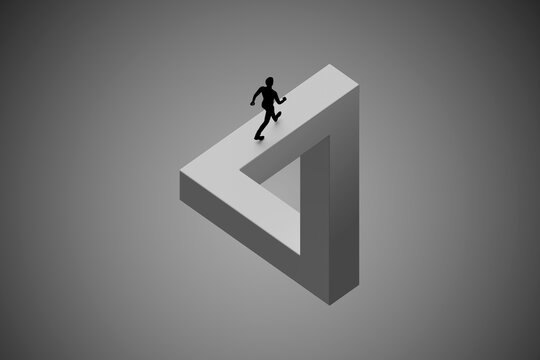 3D Penrose runner loop with impossible motion and form