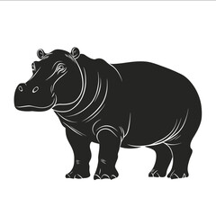 Fototapeta premium black silhouette hippo on a white backgrounk vector
