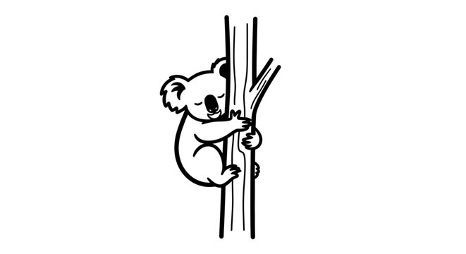 Koala bear climbing up a tree.