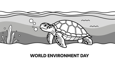 Turtle swimming underwater ocean sea creature. © Margo