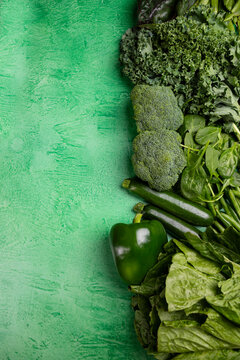 Fresh Green Vegetables Frame Healthy Eating Background Copy Space