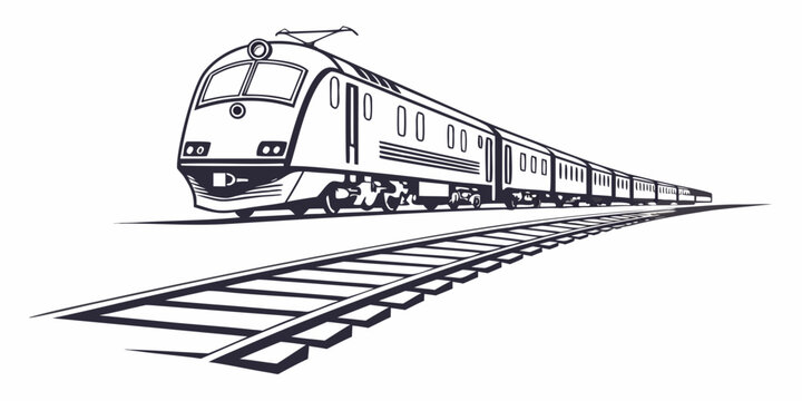 A sleek, modern train traveling on a set of railway tracks.