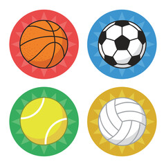 Obraz premium Set of Four Round Sports Balls Icons.