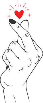 Minimalist Korean Finger Heart Illustration