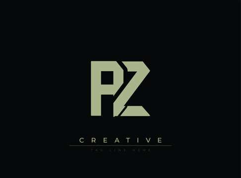 Minimalist logo design with bold letters PZ for creative branding
