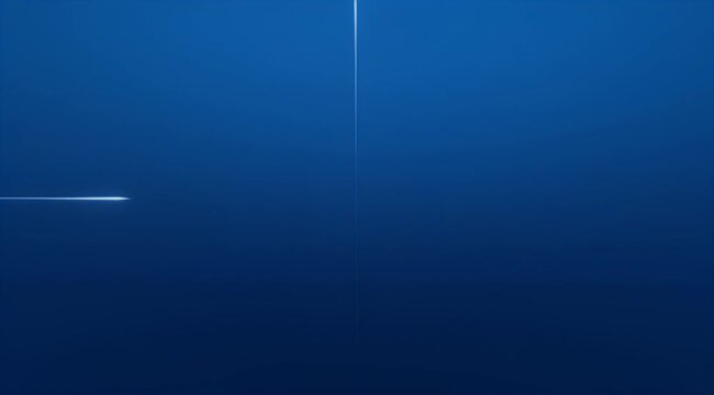 Abstract minimalistic blue sky with jet trails descending and going horizontally