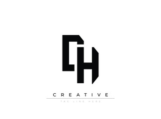 Fototapeta premium Modern stylized monogram logo design featuring bold geometric letters CH