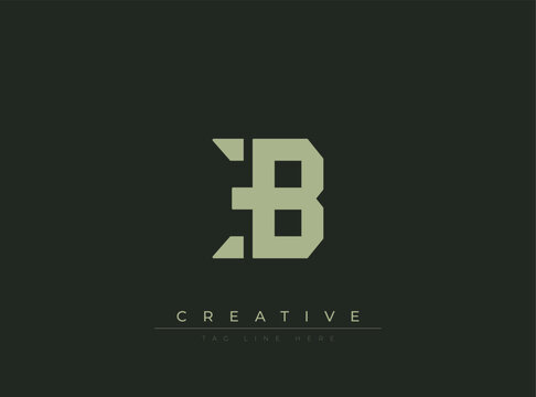 Modern geometric logo design featuring stylized letter B with creative tagline placeholder