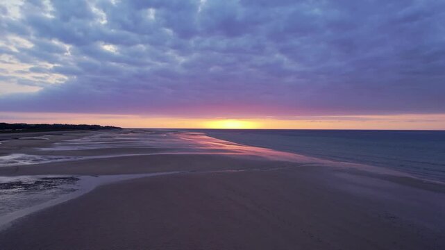 Aerial view of the sunset over Juno Beach, Courseulles sur Mer