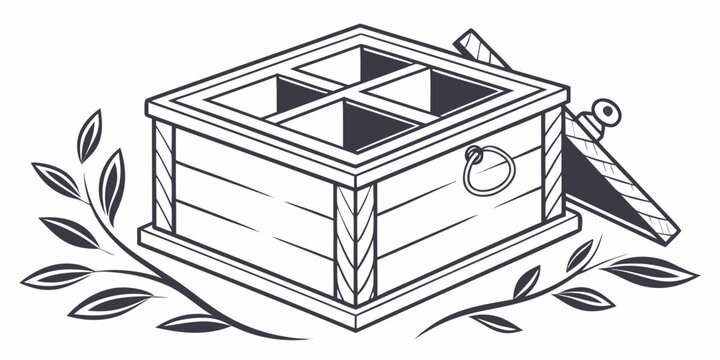 A vintage wooden chest with intricate carvings and a decorative keyhole